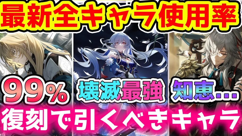 【崩スタ】最新版キャラ使用率！壊滅環境か？復刻で引くべきキャラと星4で初心者にもおすすめキャラ3選！【崩壊スターレイル/スタレ】※リークなし