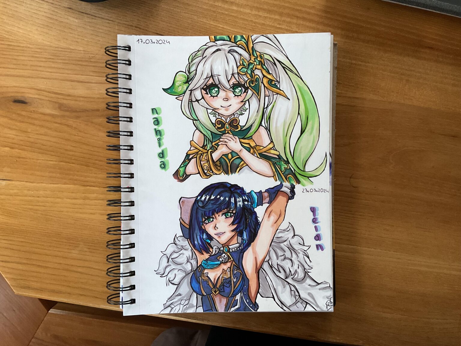 ナヒダとイェランのスケッチ