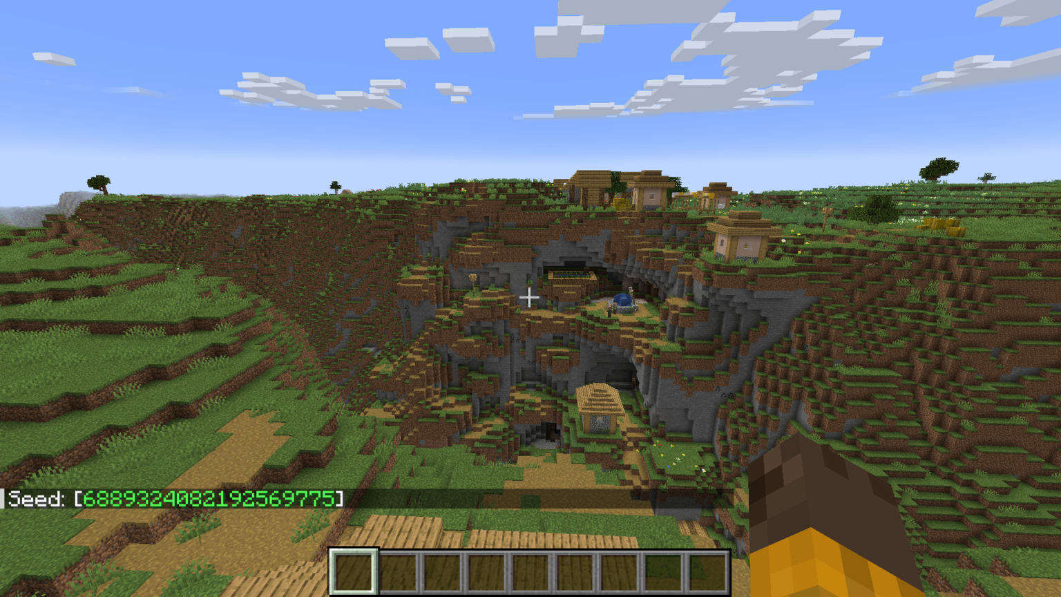 不思議に生成されたこの村。  1.19.4 の大きなバイオーム。