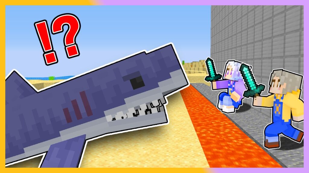 巨大サメ VS セキュリティ！ 巨大なサメを撃退しよう！【 マイクラ / まいくら / Minecraft 】