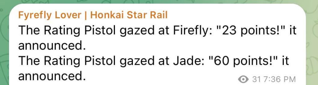 Firefly と Jade の評価 Fyrefly Lover によるピストルの評価