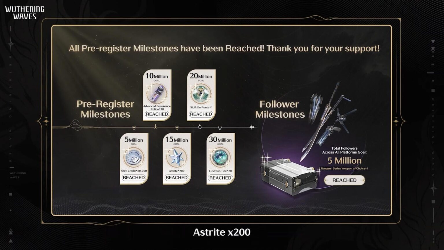 事前登録マイルストーンとフォロワーマイルストーン報酬