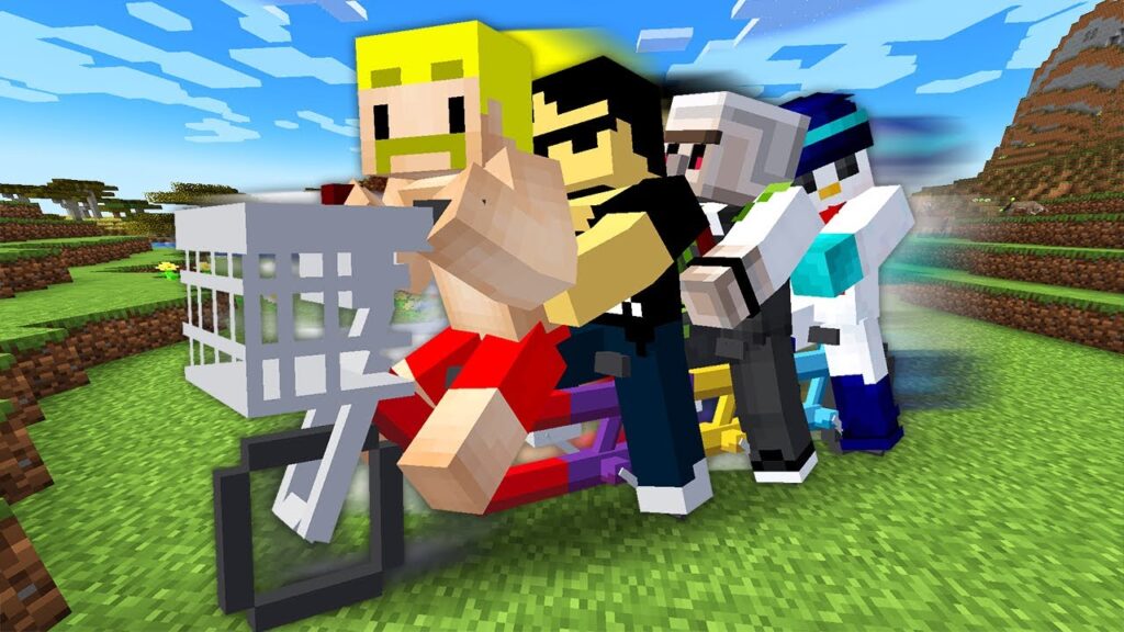 【マイクラ】4人乗り自転車でエンドラ討伐！