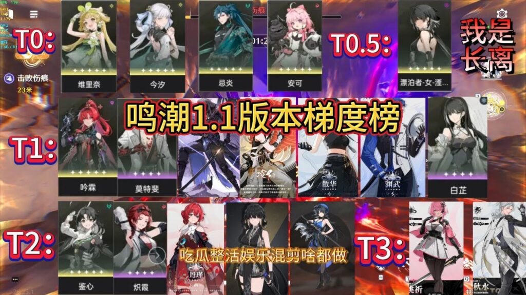 【鸣潮】1.1版本角色强度排名，个人总结，请理性讨论【情書鸣潮原神崩铁】