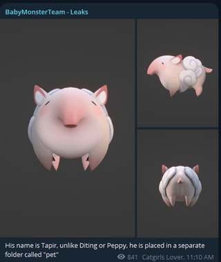 [via BabyMonsterTeam Leaks] 新しい「ペット」の情報とレンダリング