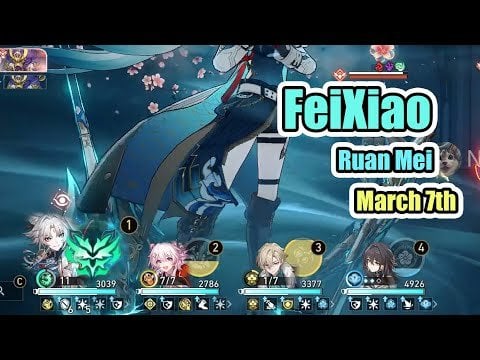 Feixiao、Ruan Mei、March 7th Hunt、Aventurine（限定ユニットすべてE0S1）vs New MoC 12