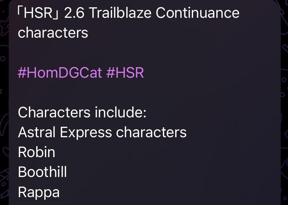[2.6] HomDGCat 経由の Trailblaze 継続キャラクター