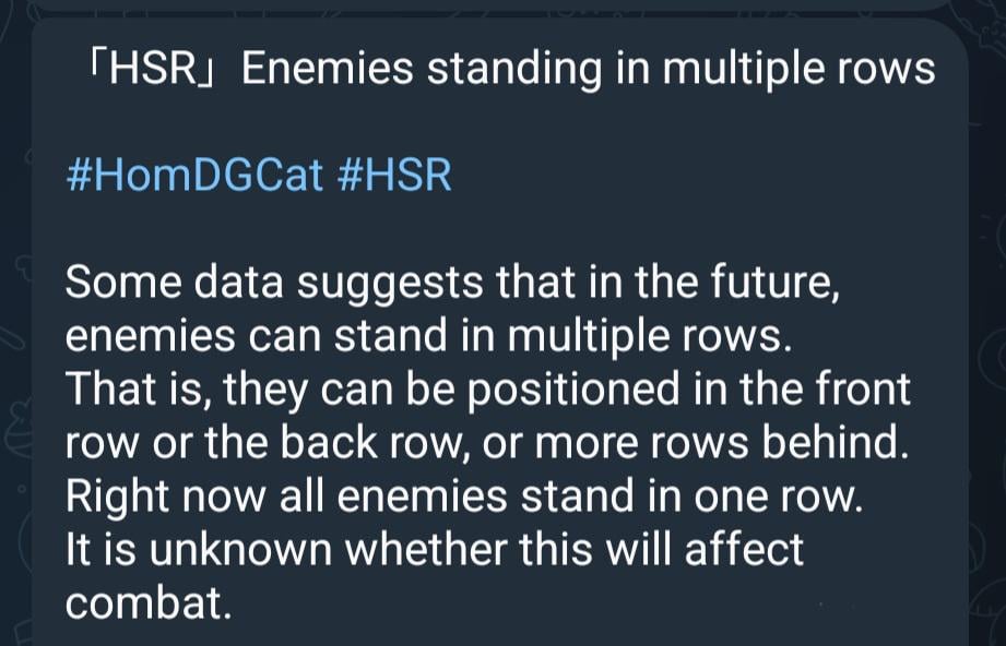 [HSR X.X] 複数列に並ぶ敵（将来的に導入される可能性のあるメカニクス） [via HomDGCat]