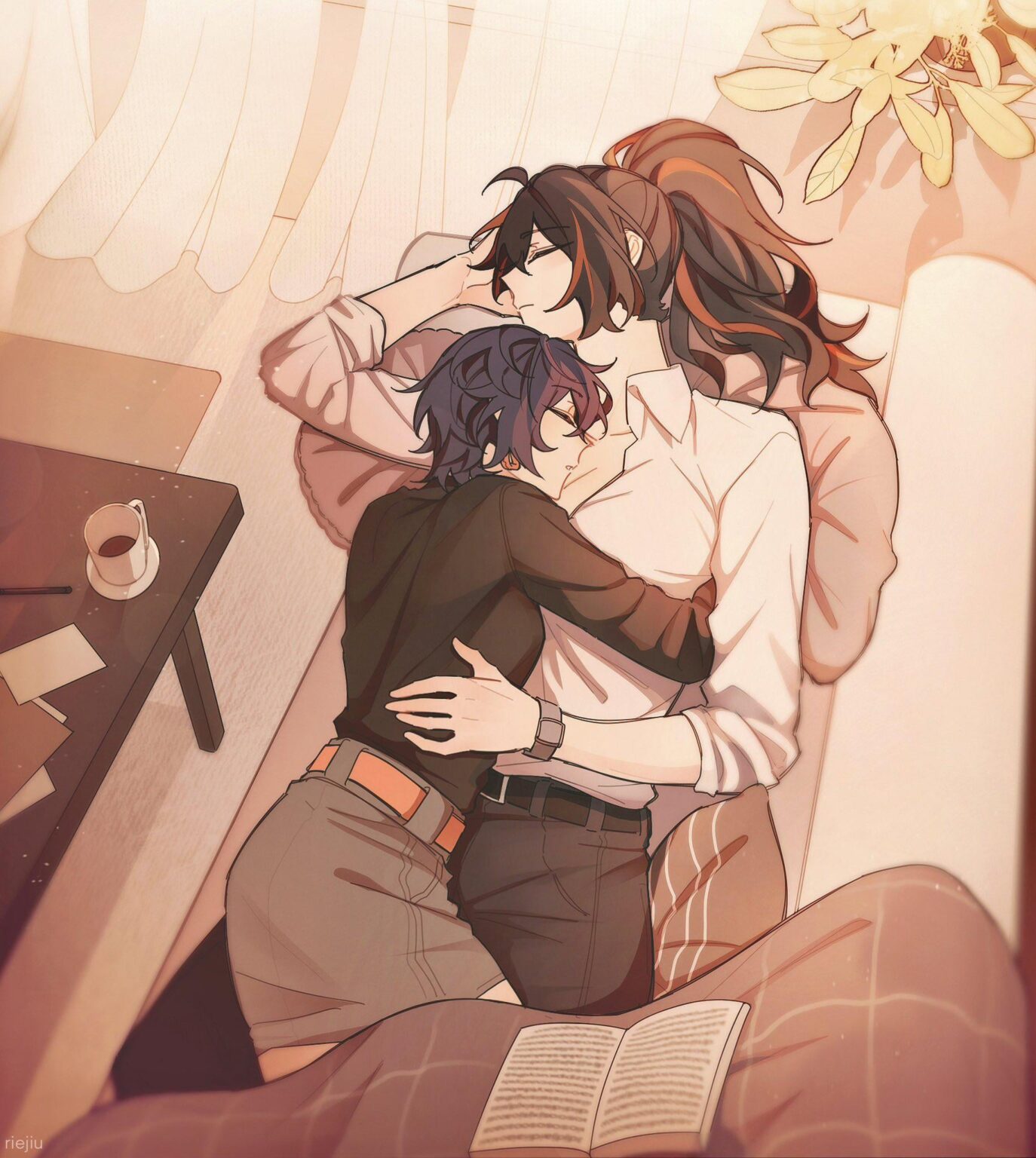 彼女の恋人と抱き合う。 by (@riejiu)