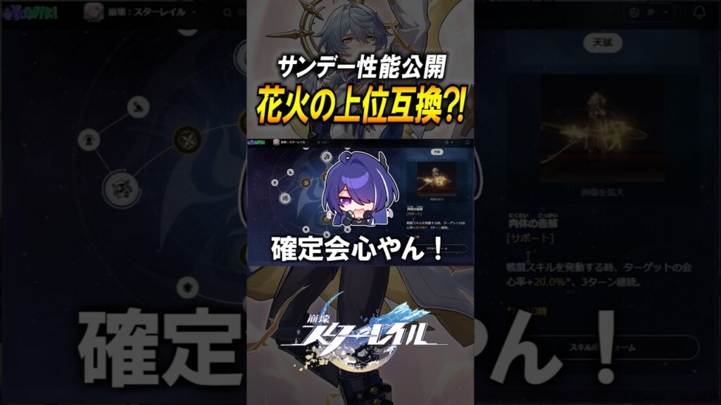 【崩壊スターレイル】サンデー性能公開！！花火との差別化はどうなるのか？ #shorts