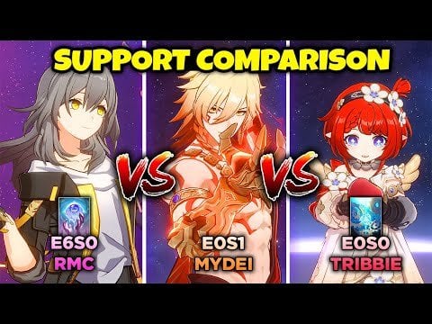 E0S0 Tribbie vs E0S1 Ruan Mei vs E6 RMC vs E0S1 Jiaoqiu比較 -  QPQのMydei E0S1、Huohuo E0