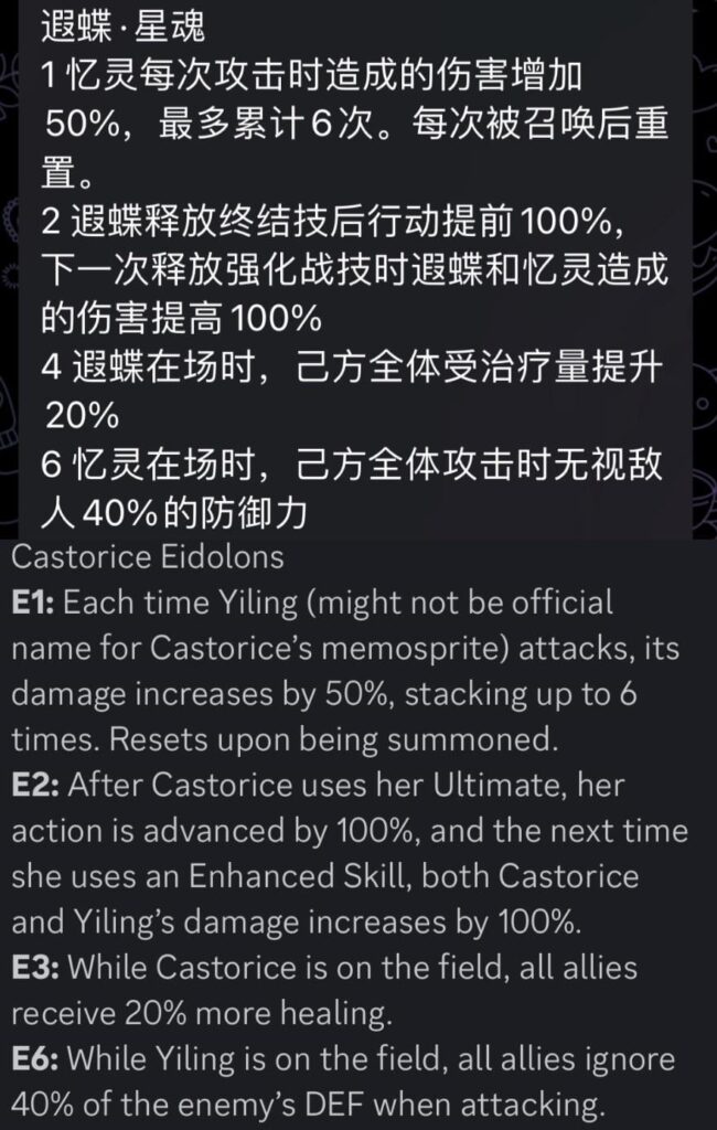 Castorice Eidolons（翻訳）Shiroha経由