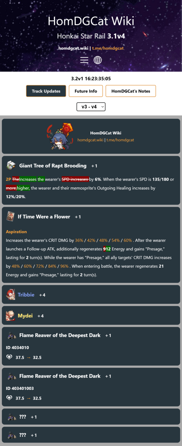 [HomDGCat 3.1v4] Tribbie Lightconeと敵の変更