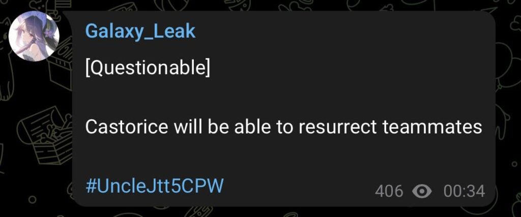 カストリスは叔父のjtt5cpwを介してチームメイトを復活させることができます