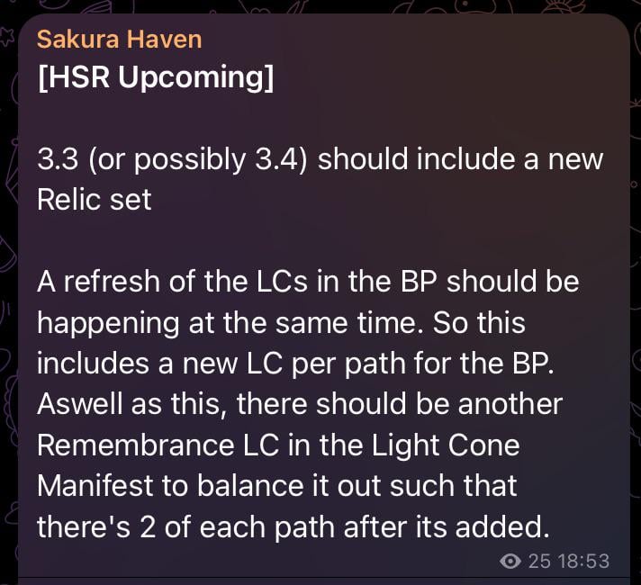 Sakura Haven経由で新しいRelicセットとBPライトコーンはリフレッシュします