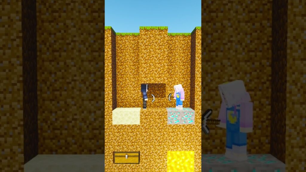 お宝に先にたどり着くのどっち？ #マイクラ #マインクラフト #ぱちしゅう