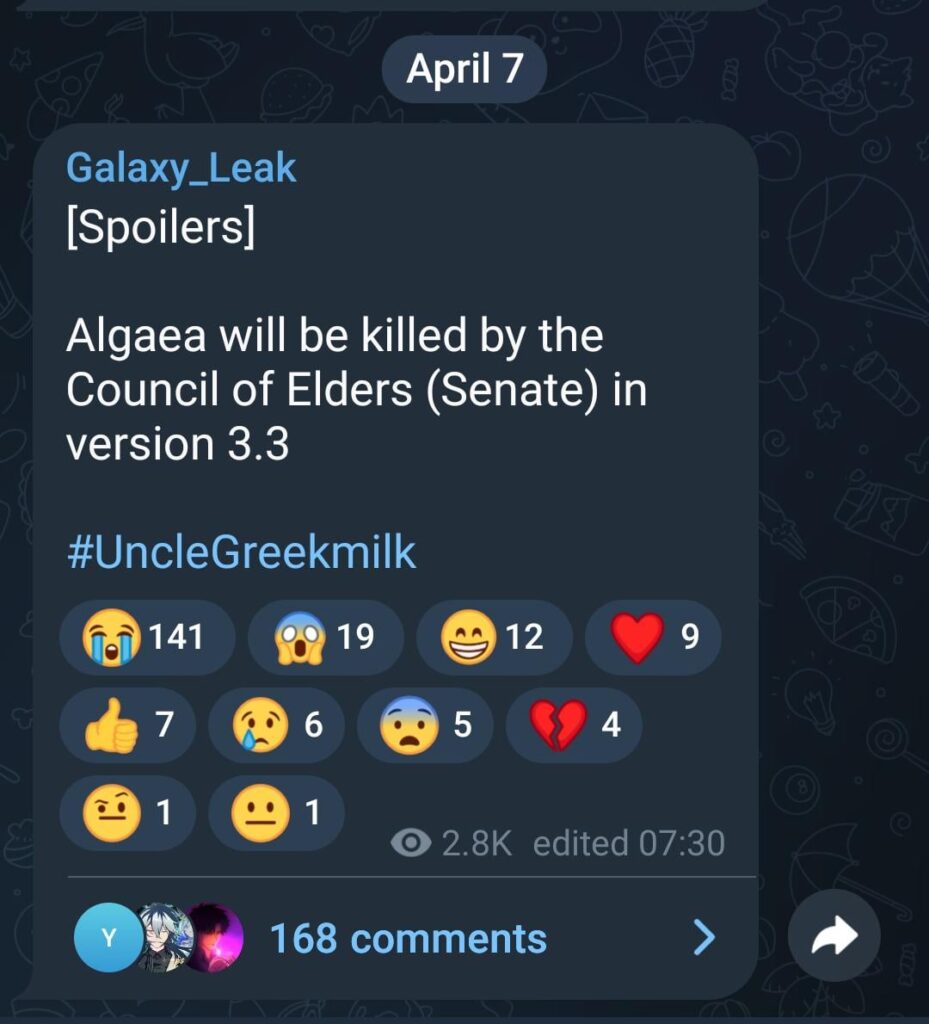 ungreekmilk経由の主要なキャラクターのネタバレ