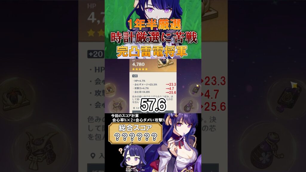 ［原神/聖遺物鑑賞］時計厳選に苦戦中！1年半絶縁籠もった雷電を紹介 #genshinimpact #原神 #shorts #hoyocreators #雷電将軍 #原神聖遺物 #切り抜き #聖遺物鑑賞