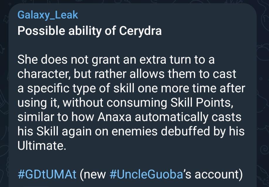 GdtumatおじさんによるCerydraの可能な能力