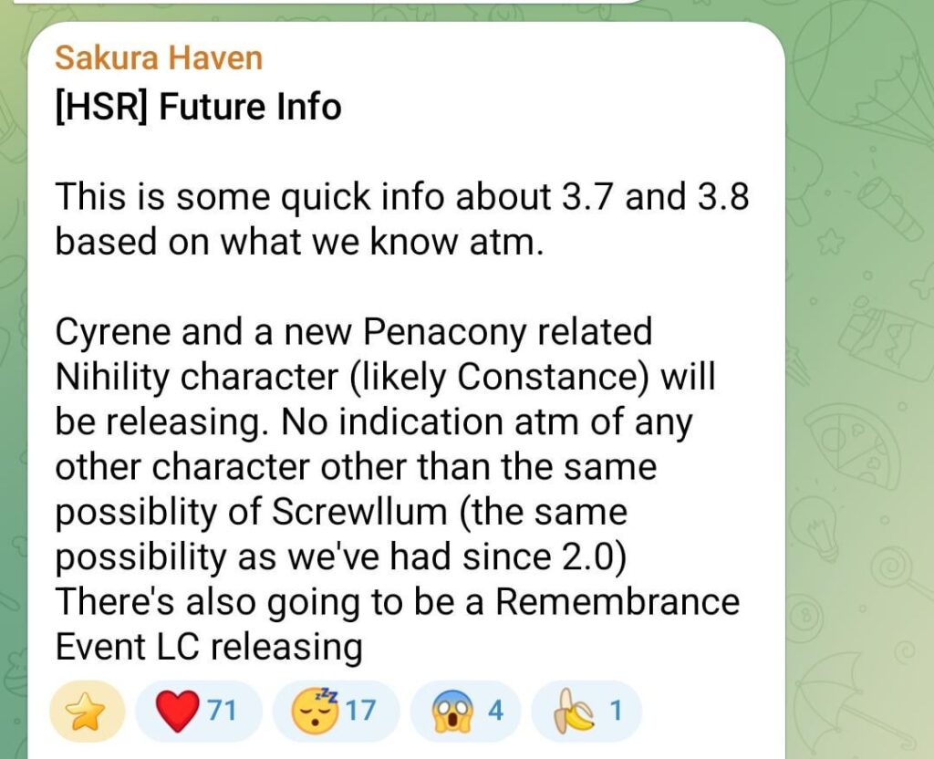 Sakura Havenによる3.7、3.8文字と新しいイベントLCに関する情報