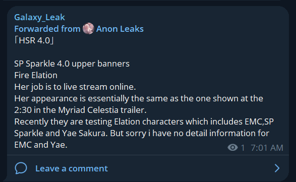 Anon Leaksを介したSPスパークル情報
