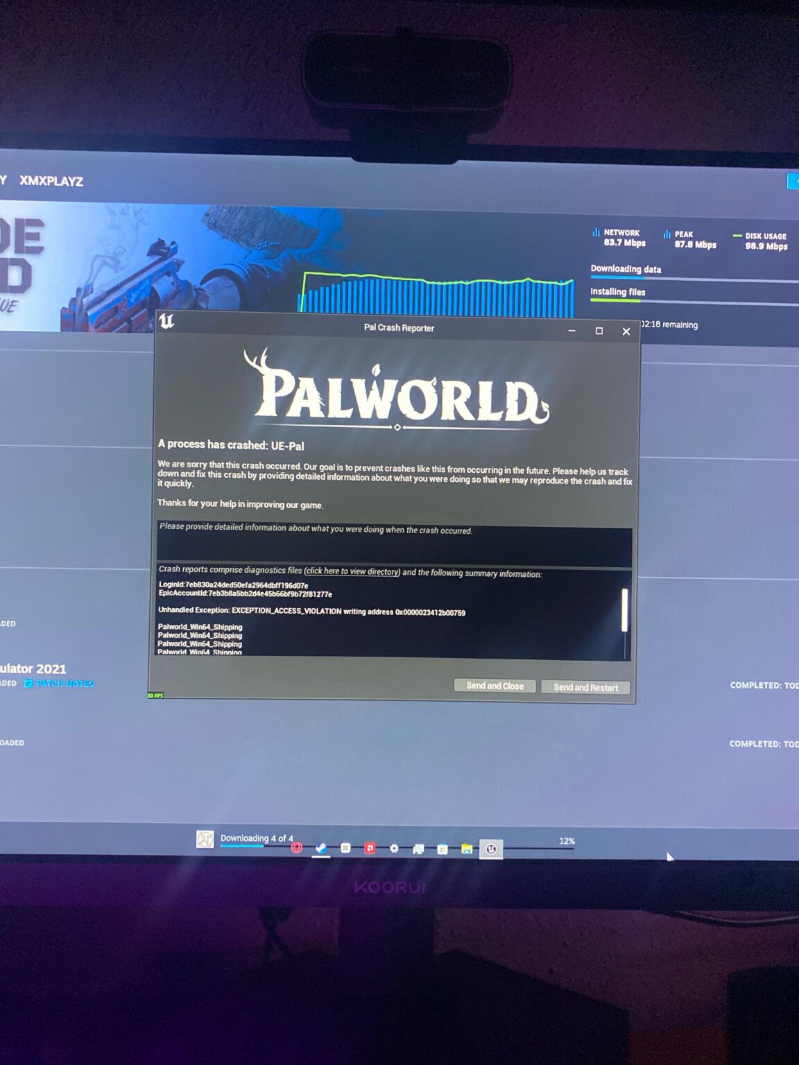 PALワールドをプレイしようとするたびに、このエラーが削除され、再ダウンロードされましたが、それでも修正するにはどうすればよいですか？