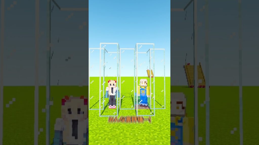 チェーンソーマンと水バケツ対決  #マイクラ #マインクラフト #ぱちしゅう