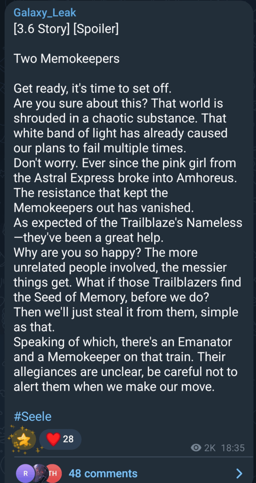 [3.6] Galaxy Leakを介した主要なストーリースポイラー