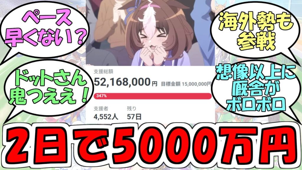 『ノーザンレイク新厩舎建設クラウドファンディング2日で5000万円達成』に対するみんなの反応【ウマ娘プリティーダービー】