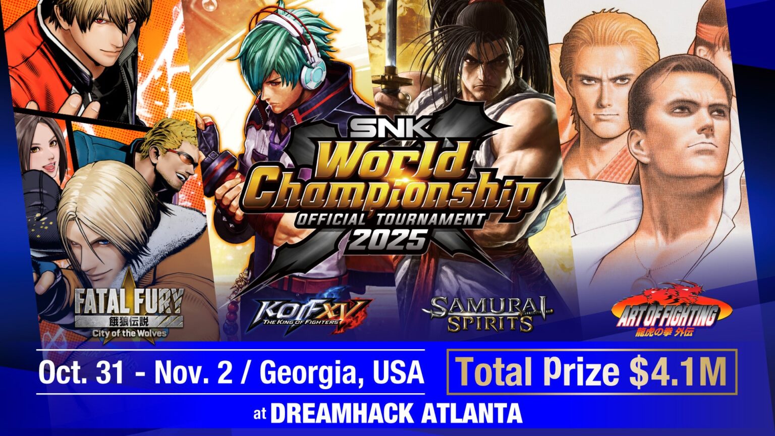 賞金総額$4,100,000！SNK格闘ゲーム世界大会「SNK World Championship 2025」が10月31日にアメリカアトランタで開幕！公式配信情報をお知らせ！ | 株式会社SNKのプレスリリース
