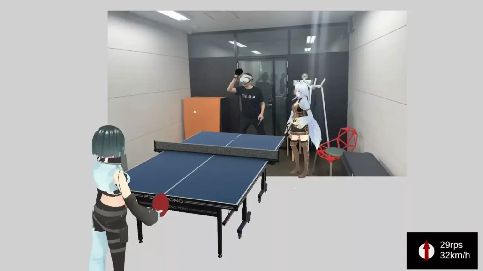 VR卓球ゲーム『Tenbillion Table Tennis』がMR合成機能を追加 VTuberや3Dアバターを現実に呼び出して試合ができる - MoguLive