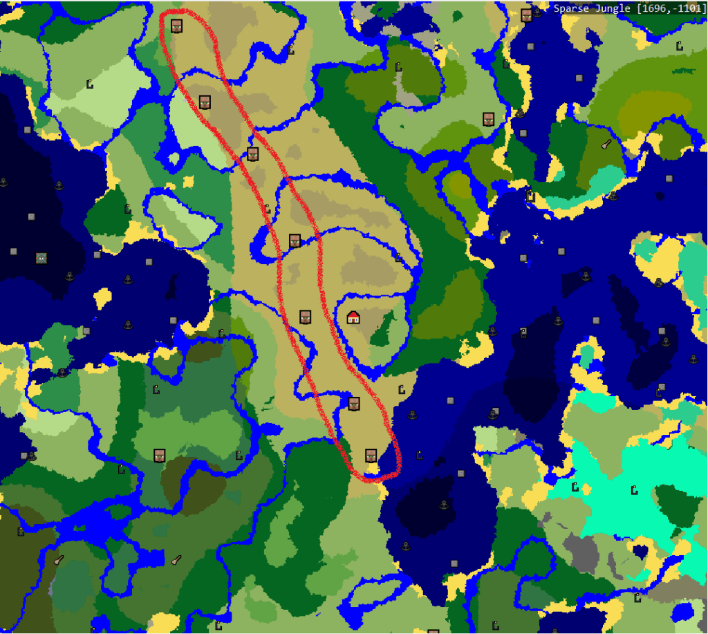 7つのサバンナの村が並んでいます。