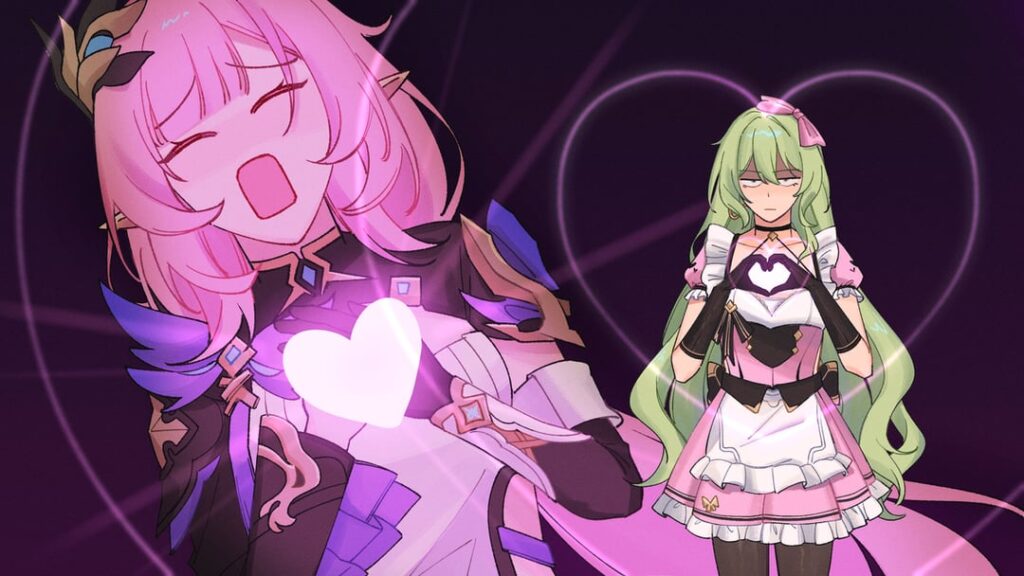 メイドメビウスとエリシアのハートビーム