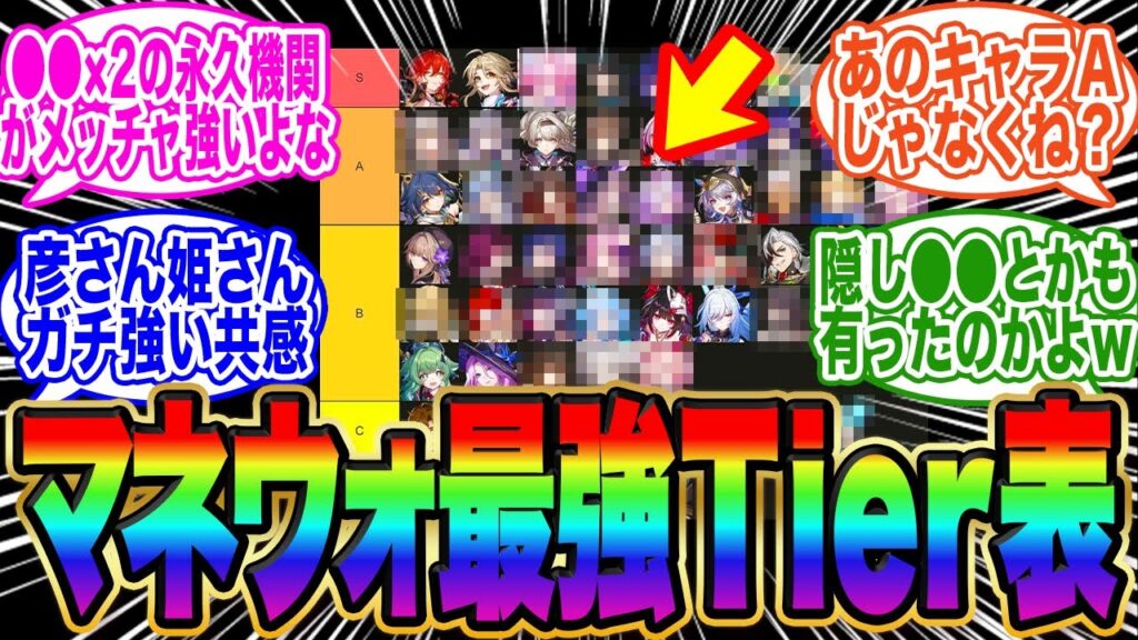 【皆はどう思う？】マネーウォーズ最強Tier表が話題に【スタレ】