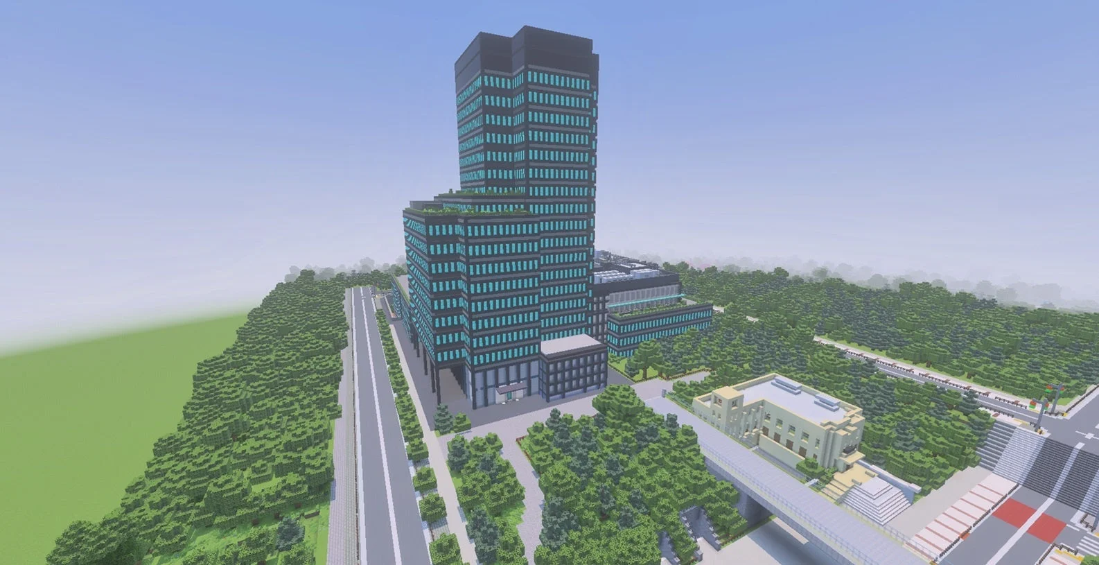 マインクラフトで再現されたDNP市谷加賀町ビル