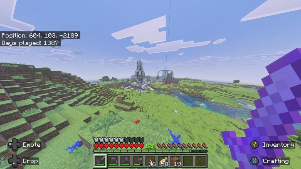 私の（非常に未完成の）サバイバルベースからの数枚のスクリーンショット、ゲームプレイ日で約 1400