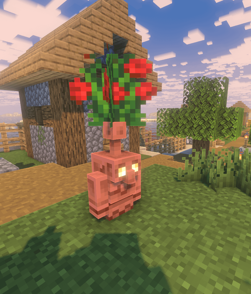 コッパーゴーレムは他の花を身に着けて雄大に見えます