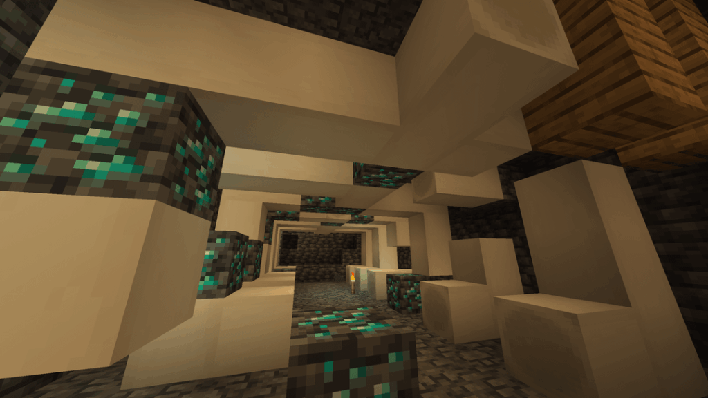 この世代をサーバー上で見つけました。このようなものは見たことがありません。ダイヤモンド鉱石は天然であり、配置されたものではありません