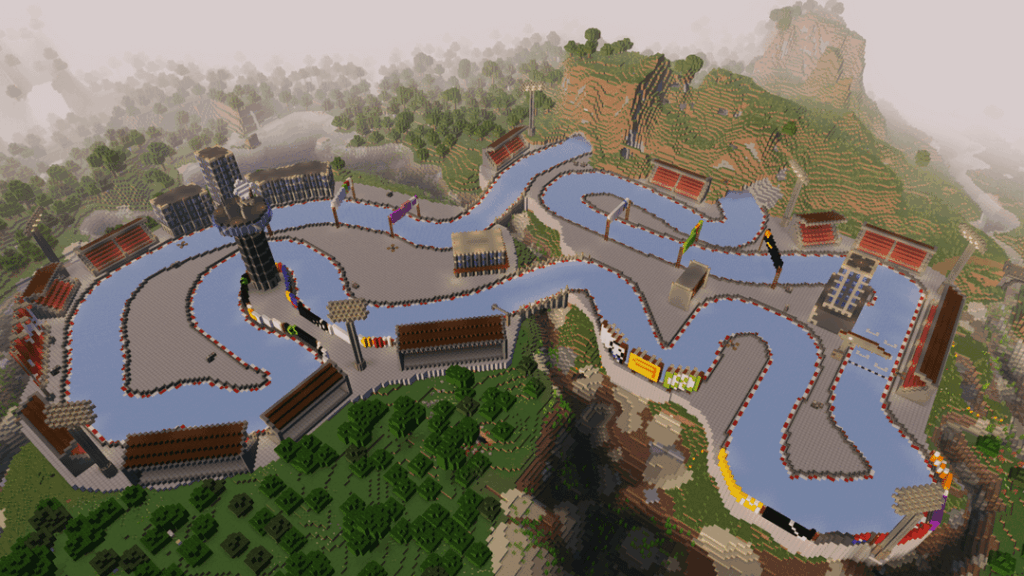 サバイバルでレッドストーンタイマーを使ってアイスボートレーシングトラックを建設しました！ (0.1秒までの精度)