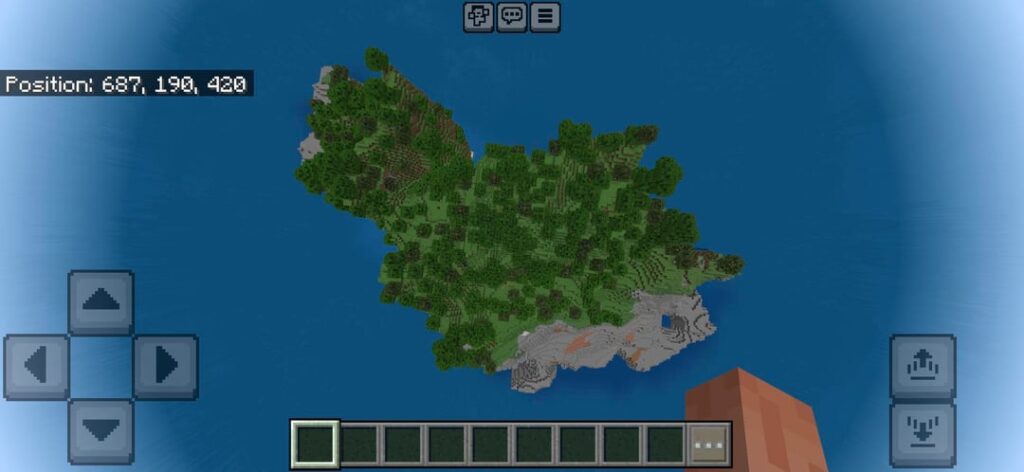 下に廃坑がある大きな島にスポーンします (bedrock1.21.122)