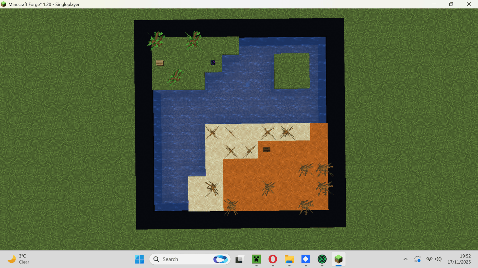 Java 1.20 のイメージに似たシードはありますか? (ダークオークのボタンはメサの廃坑、プリズマリンのレンガは海の記念碑、泣いている黒曜石は廃墟のポータル、オークのボタンは村の平原です)