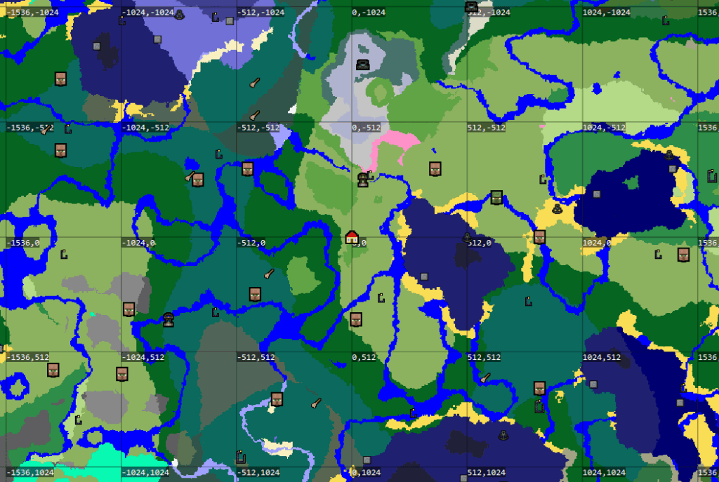 このシードには 1536 ブロック内にたくさんの村があります。