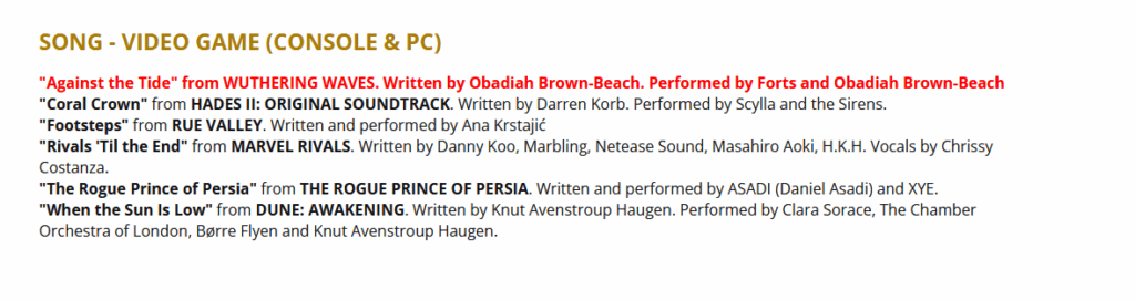 Against the Tide Cartethyia の曲が HMMA 2025 賞を受賞しました!おめでとうございます！