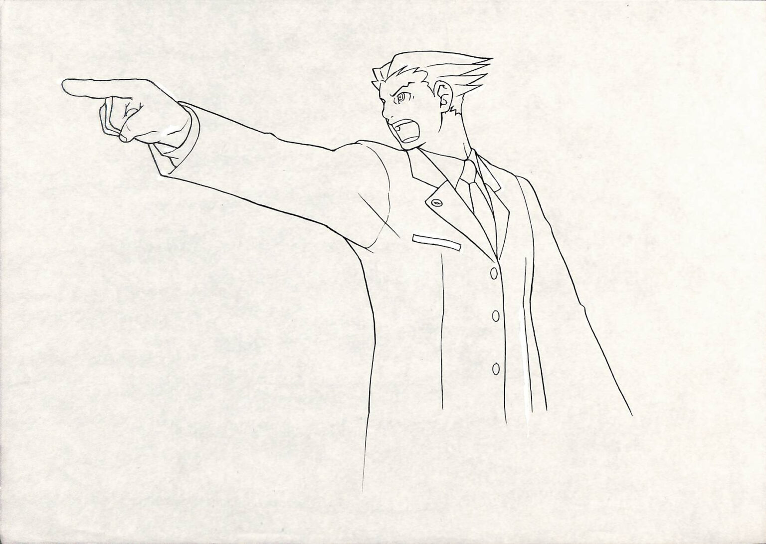 『大カプコン展-世界を魅了するゲームクリエイション』　手描きラフスケッチ　「逆転裁判」シリーズ （C）CAPCOM