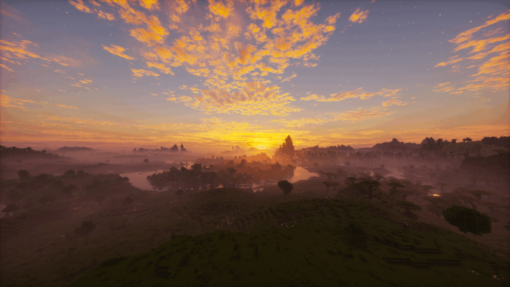 Minecraft はシェーダーと Distant Horizo​​ns だけでとても美しく見えます