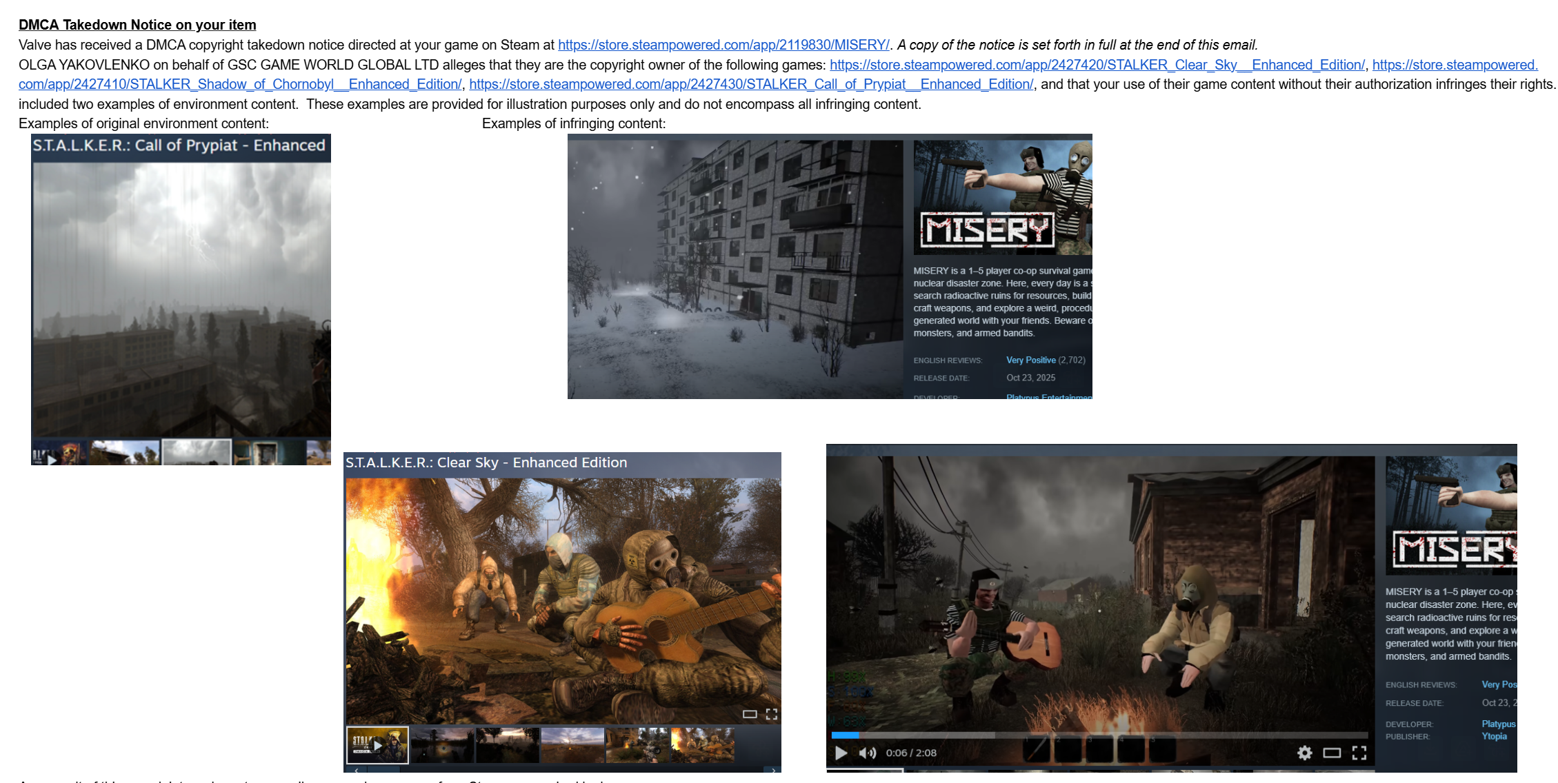 『MISERY』がSteamで販売停止。『S.T.A.L.K.E.R.』開発「GSC Game World」からDMCA申請_001