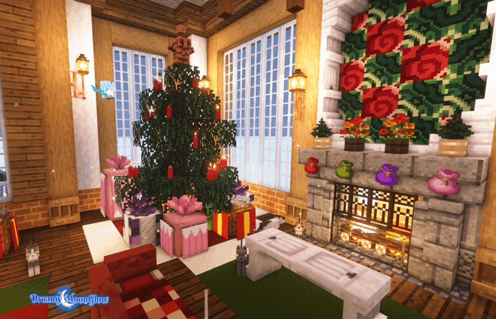 居心地の良い小さなクリスマスツリーとプレゼント