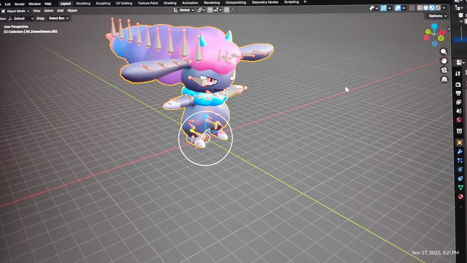 Daedream のモデルを Blender に移植すると、彼女は Kaiju サイズになりました。
