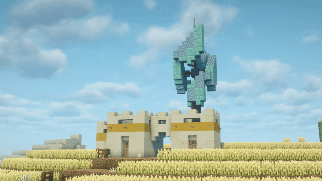 垂直風車のある砂漠の農家