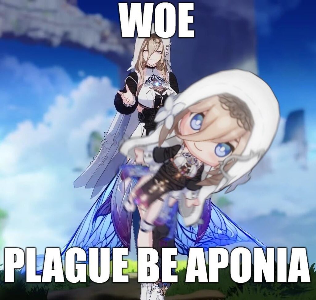 アポニアがチビを投げつける